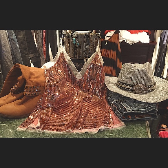 NWT FREE PEOPLE SEQUIN LACE CAMISOLE - Picture 5 of 6